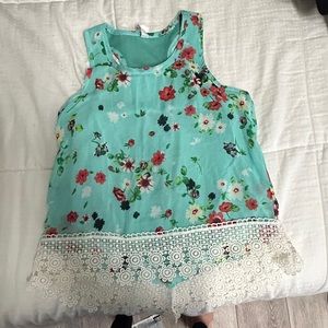 turquoise floral blouse/tank